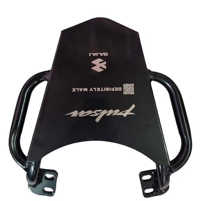 "Bajaj Pulser Back Carrier durable and high-quality motorcycle Accessory for pillion & luggage support."