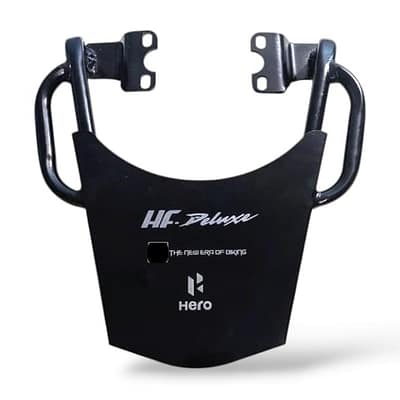 Hero HF Deluxe premium black color metal handle back carrier, heavy-duty motorcycle luggage rack for balanced support.