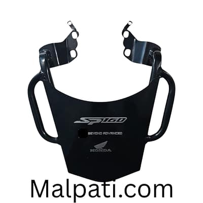 Premium black color metal handle back carrier for Honda SP160 and Honda Livo motorcycles, heavy-duty luggage support rack.