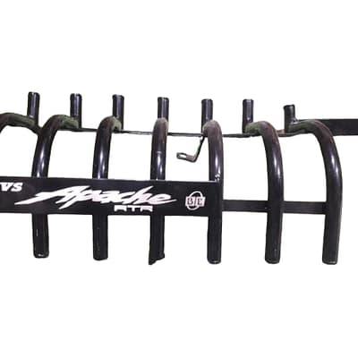 Premium black color stainless-steel pipe khacha silencer guard padani for TVS Apache RTR 160 motorcycle.