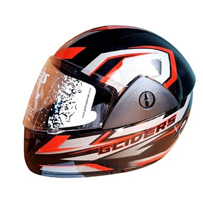 Gliders Jazz D12 Black Red Full Face Helmet for motorcycle riders with premium safety and stylish design
