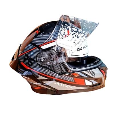 Gliders Matrix D2 Premium Black Red Full Face Motorcycle Helmet with aerodynamic design and clear visor