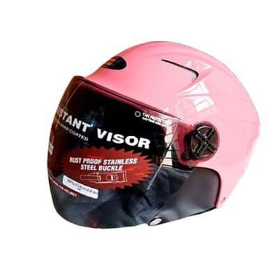 Studds Dame Pink Half Face Motorcycle Helmet for Women with Stylish Glossy Finish