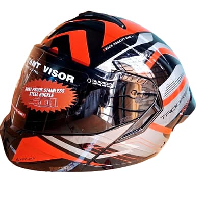 Studds Trooper Modulet Black Red modular motorcycle helmet with dual visor and ventilation system